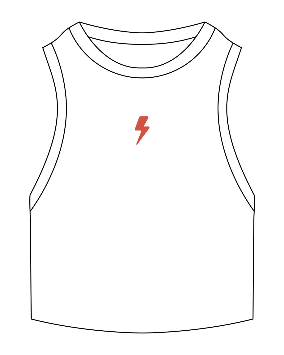 The Ribbed Crop Tank - White - Pulse Lagree Fitness - Center Chest - Embroidered - Red Orange