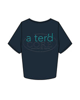 The Crop Tee - Navy - Alter'd Core - Left & Back Center Chest Stacked - Full Color