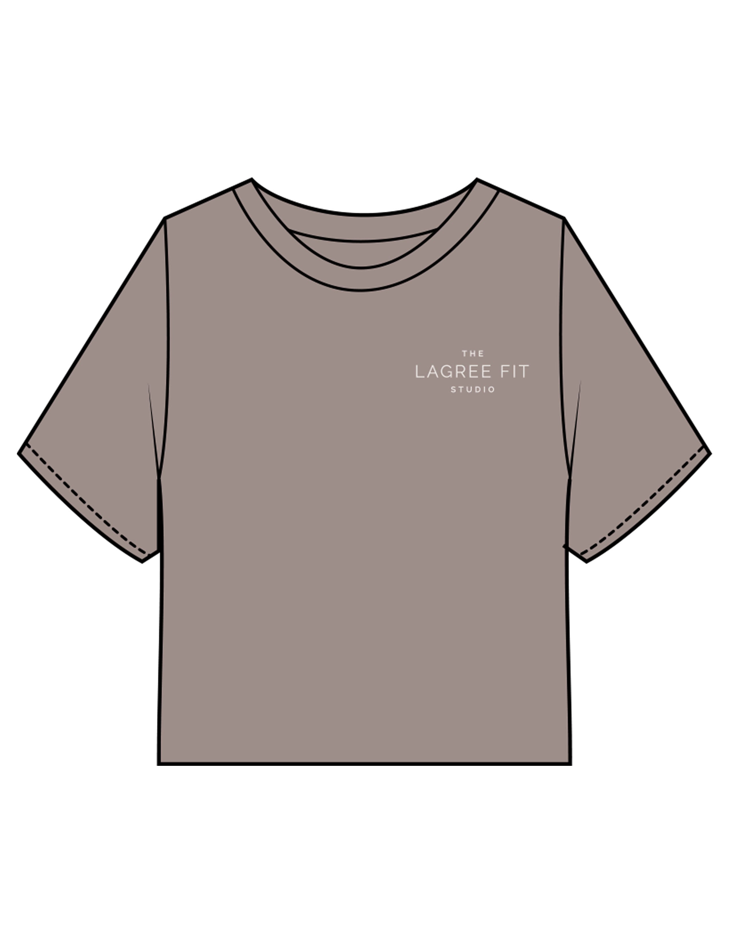 The Heavyweight Crop Tee - Washed Gray - Lagree Fit Studio - Left Chest & Back Stacked - Printed - Bone