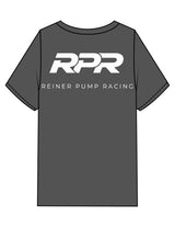 The Mens Heavyweight Tee - Coal Stone - Reiner Pump Systems - Center Chest & Back Stacked - Printed - White