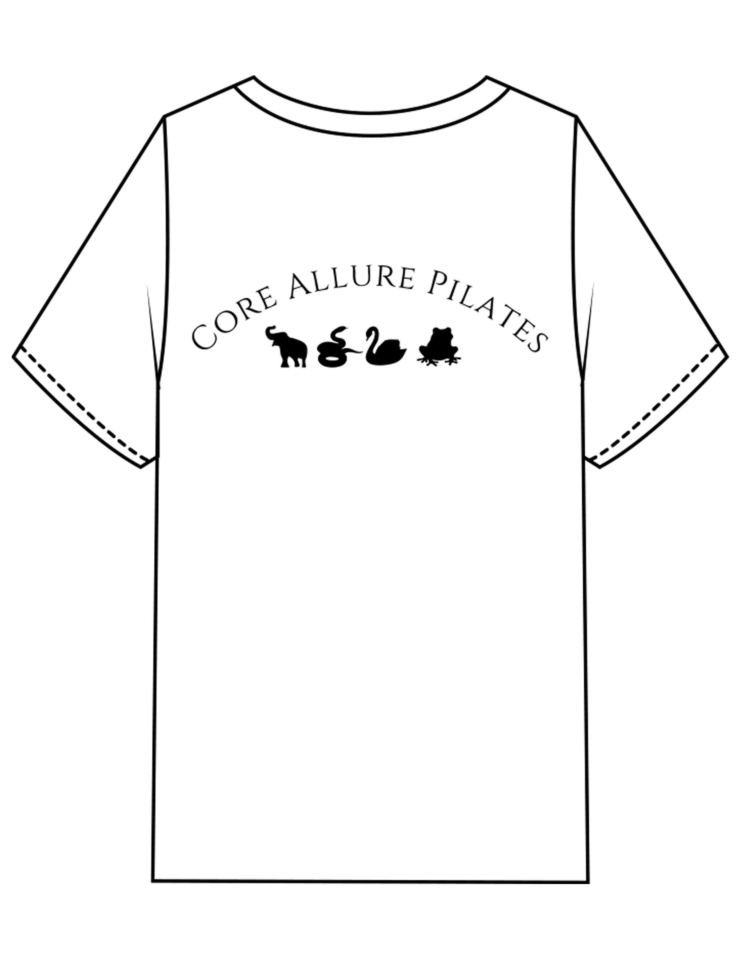 The Mens Heavyweight Tee - White - Core Allure Pilates - Left Chest Arc Stacked & Back Arc Stacked - Printed - Black
