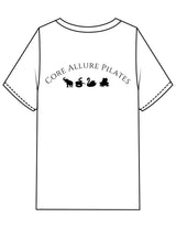 The Mens Heavyweight Tee - White - Core Allure Pilates - Left Chest Arc Stacked & Back Arc Stacked - Printed - Black