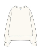 The Womens Heavyweight Crewneck - Off White - M4Lagree - Center Chest & Right Arm - Center Back Neckline - Embroidered - Light Blue - Printed Back