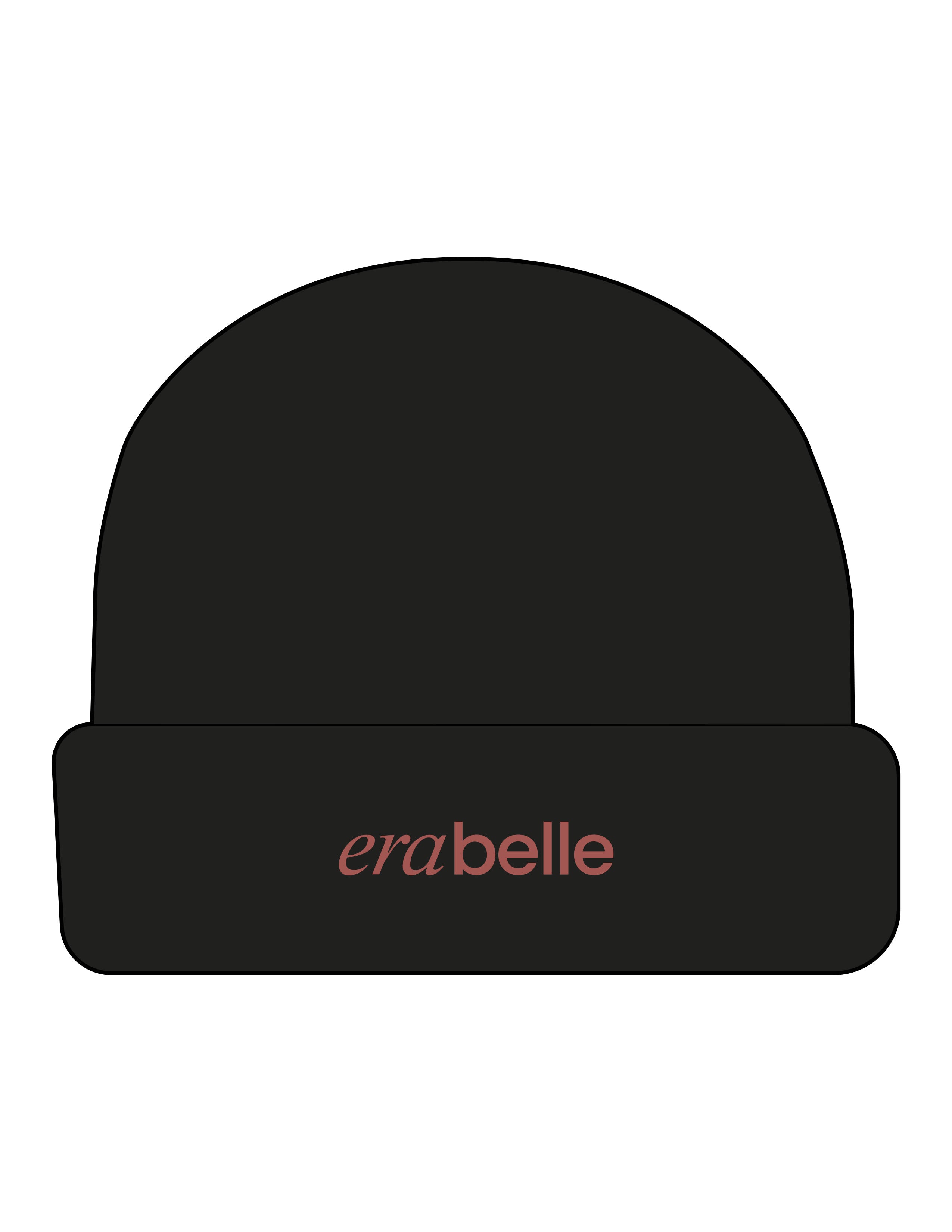 The Cable Knit Beanie - Black - Erabelle - Center Brim - Embroidered - Brown