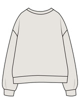 The Womens Crewneck - Washed Bone - Refined Movement - Center Chest Stacked - Embroidered - Black