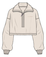 The Suede 1/2 Zip - Latte - D Lagree - Left Chest - Embroidered - Tone on Tone