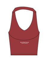 The Halter Tank - Red - Pilates Plus PB - Left Chest & Back Stacked - Printed - White