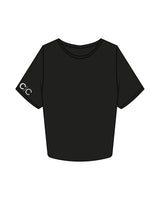 The Crop Tee - Black - Core Collective - Right Sleeve - Printed - White