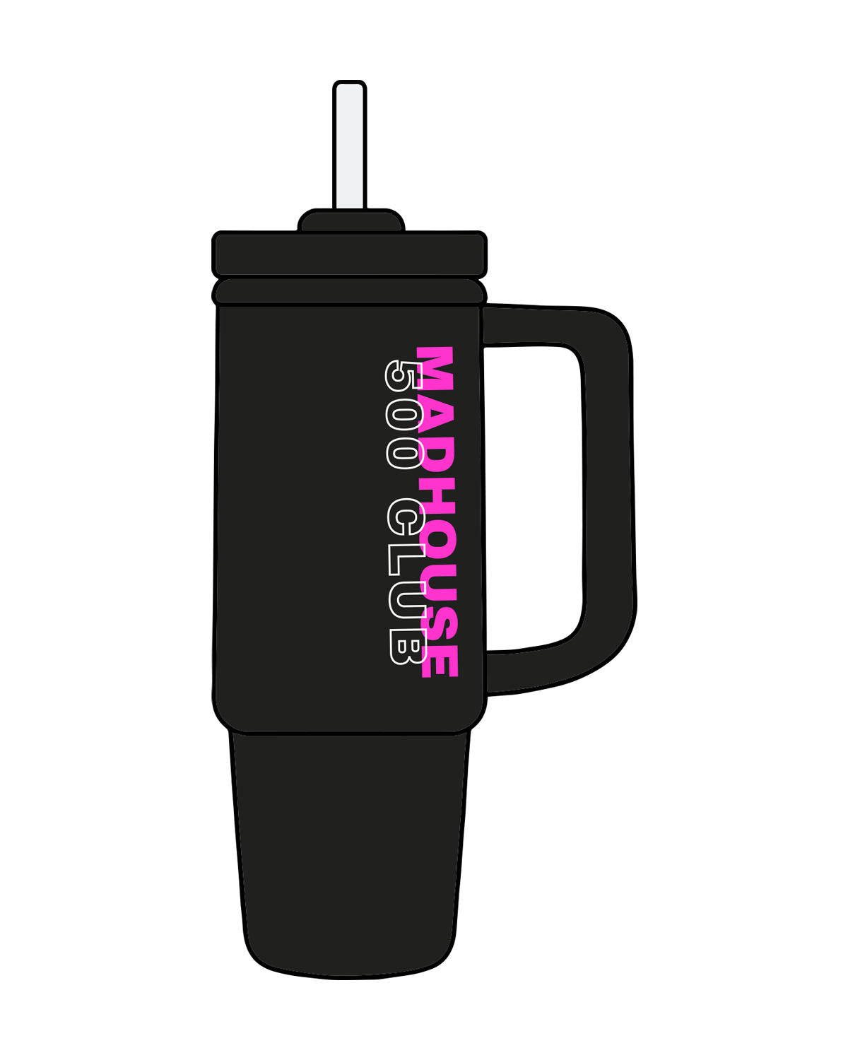 The Tumbler Cup - Black - Mad House - Left Side - Printed - Full Color