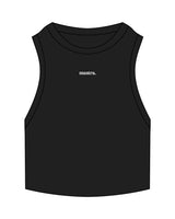 The Ribbed Crop Tank - Black - Mantra - Center Chest - Embroidered - White