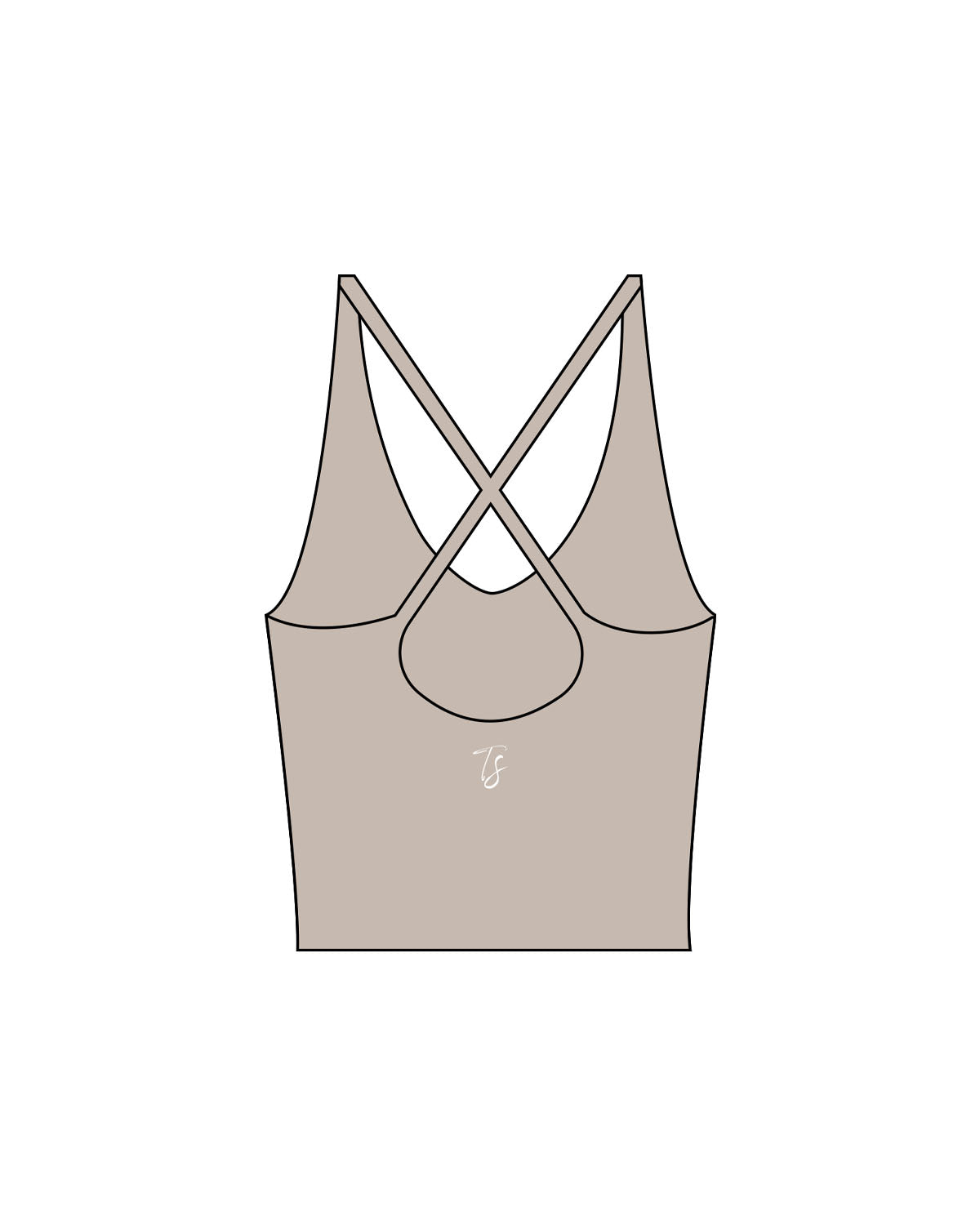 The Sporty Strappy Tank - Light Brown - Team Sculpted - Center Chest Logo & Center Back - Printed - White