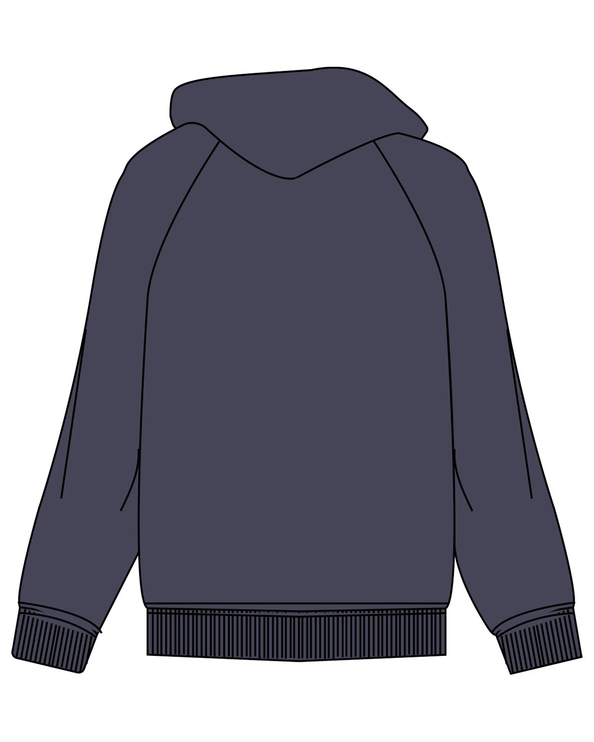 The Mens Heavyweight Hoodie - Midnight - SOUL YOGA - Front Bottom Pocket - Embroidered - Off White