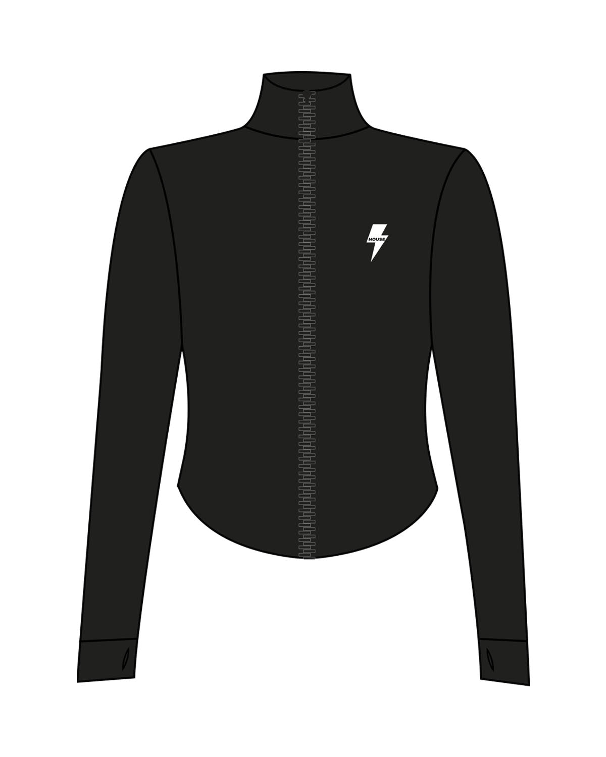The 3/4 Crop Zip Jacket - Black - HiLo - Left Chest - Printed - White