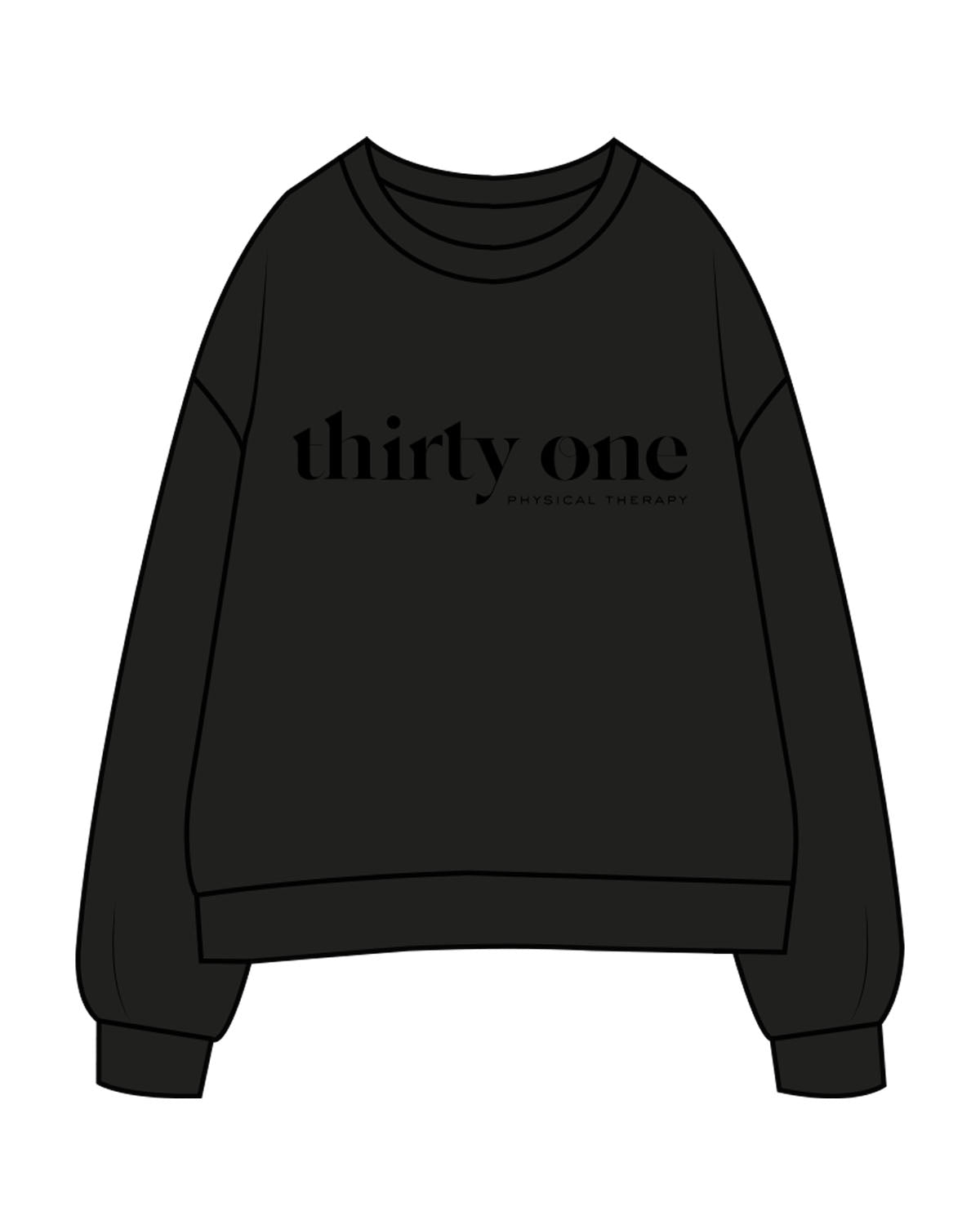 The Womens Crewneck - Black - 31Theraphy - Chest Center Stacked - Tone on Tone