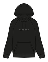 The Womens Heavyweight Hoodie - Black - THE PILATES DISTRICT - Center Chest - Printed - White