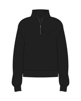 The Womens 1/4 Zip - Black - Neatly - Left Chest - Tone on Tone