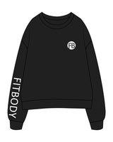 The Womens Crewneck - Black - Krista - Left Chest & Right Sleeve - White