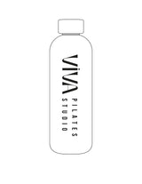 The Water Bottle - White - Viva Pilates - Center Body Vertical - Printed - Black