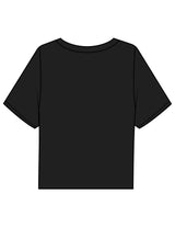 The Boxy Crop Tee - Black - Lagree Red - Center Chest Stacked - Printed - White