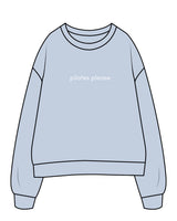 The Womens Crewneck - Powder - Pilates by Nix - Center Chest - Embroidered - Back Center - Smiley W/ Heart Eyes - Printed - White