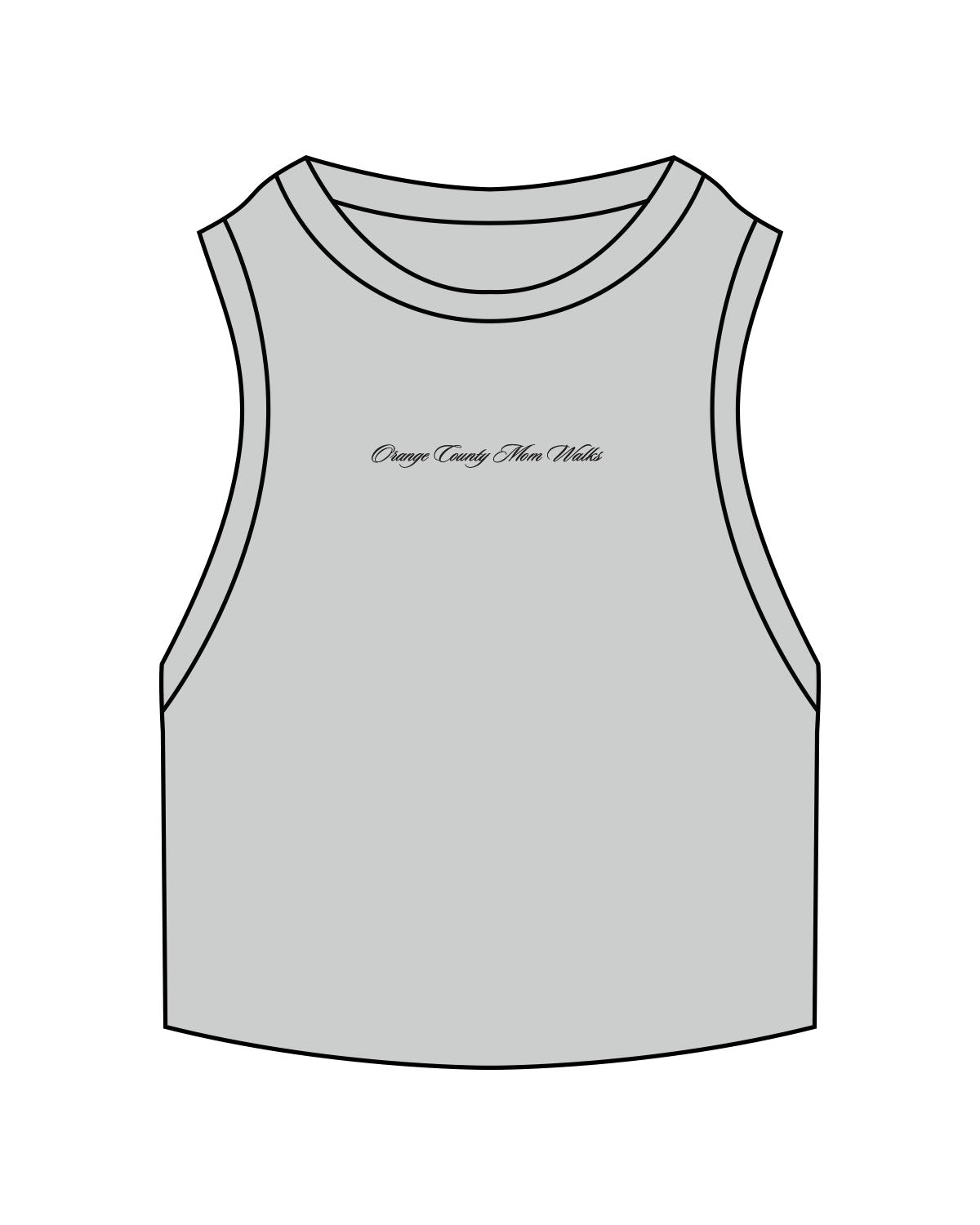 The Ribbed Crop Tank - Storm - SD Mom Walks - Center Chest " ORANGE COUNTY " - Embroidered - Black