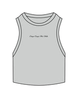 The Ribbed Crop Tank - Storm - SD Mom Walks - Center Chest " ORANGE COUNTY " - Embroidered - Black