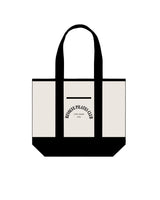 The Contrast Tote Bag - Natural / Black - Revolve Pilates - Center Body Arc Stacked - Printed - Black
