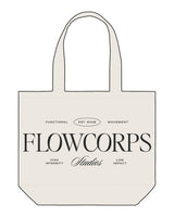 The Tote Bag - Natural - Flowcorps - Front Center Stacked - Black