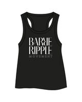 The Crop Tank - Black - Barre Ripple - Center Chest Stacked - Printed - White