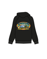 The Mens Hoodie - Black - Swamis Core - Left Chest Stacked & Back Image - Printed - Full Color
