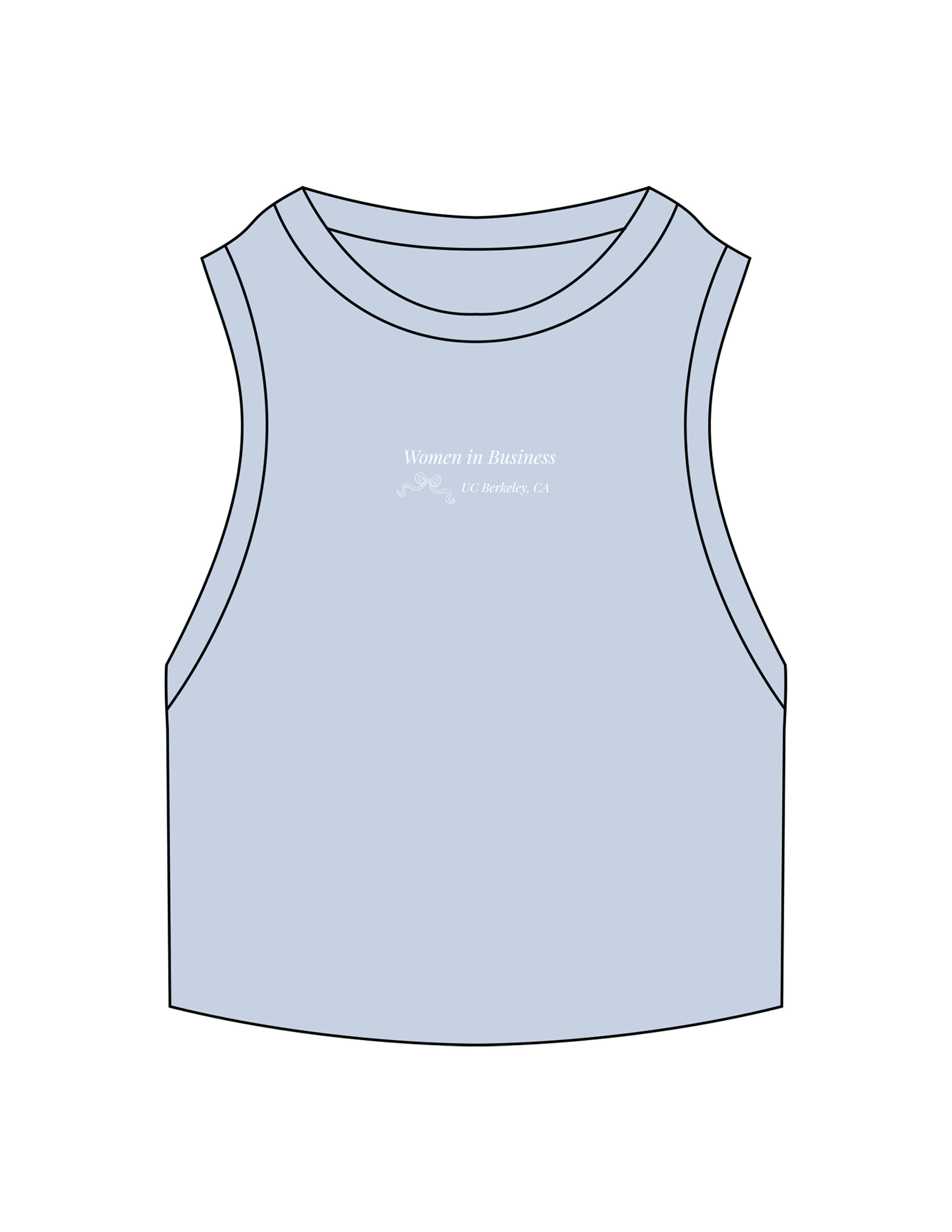 The Ribbed Crop Tank - Powder - Berkeley Women - Center Chest Stacked - Embroidered - White