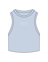 The Ribbed Crop Tank - Powder - Berkeley Women - Center Chest Stacked - Embroidered - White