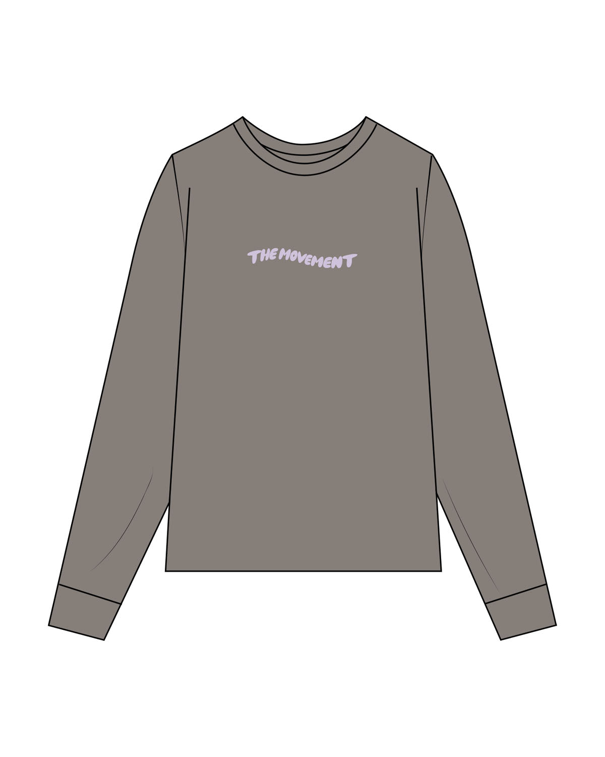 The Womens Heavyweight Long Sleeve - Washed Gray - The Mvmt by Amanda - Center Chest & Back Stacked Wavy - Printed - Full Color