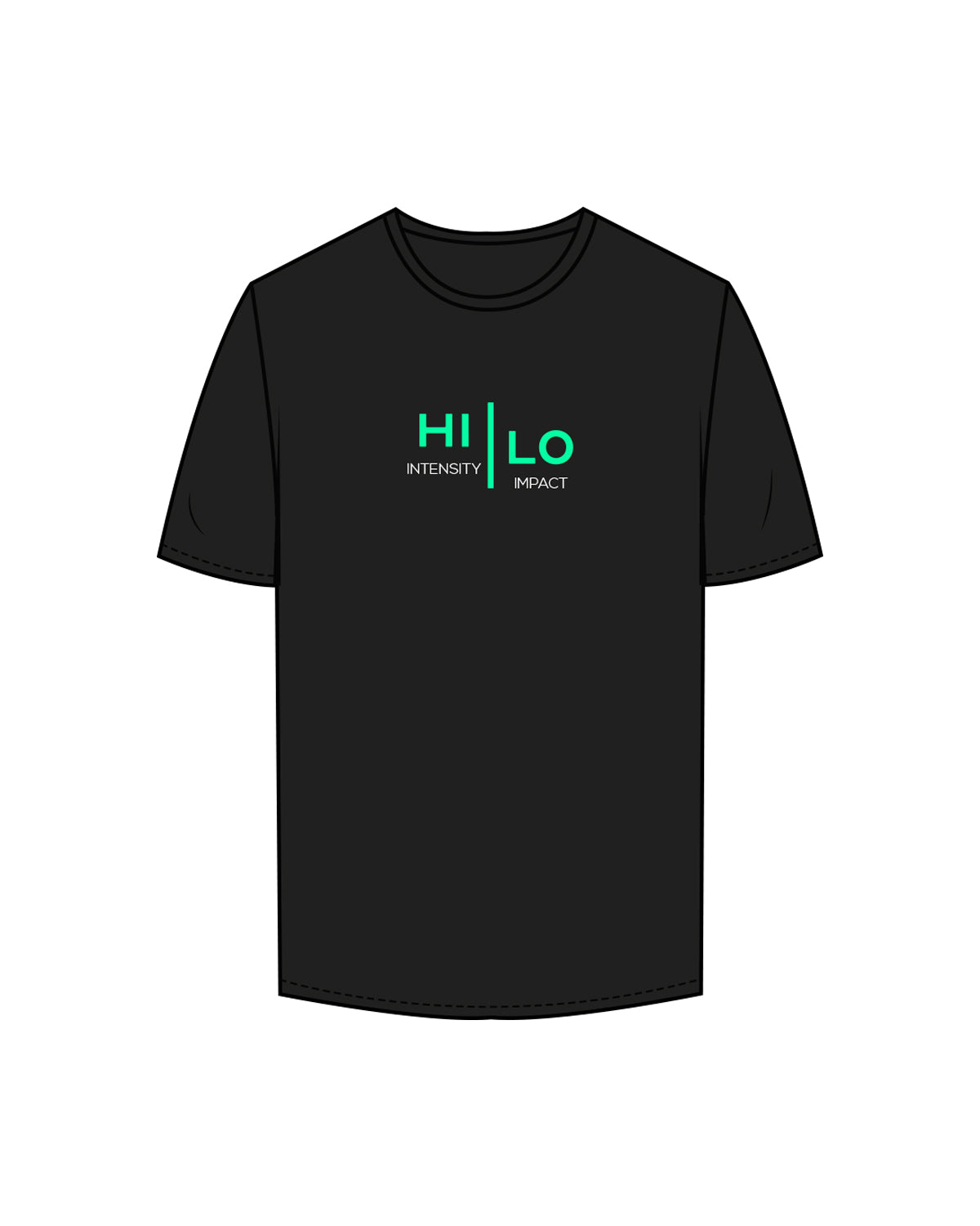 The Mens Tee - Black - HiLo - Center Chest Stacked - Full Color