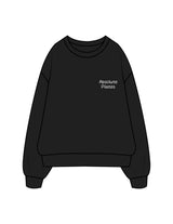The Womens Crewneck - Black - Absolute Pilates - Left Chest Stacked - Embroidered - White