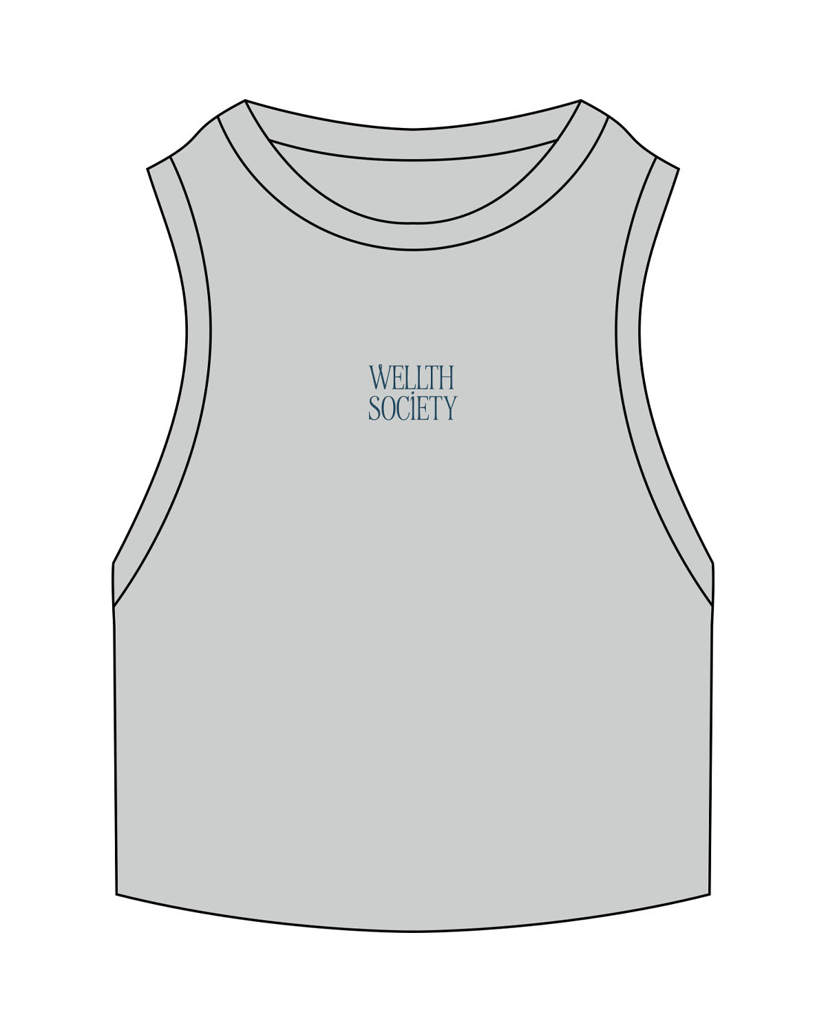 The Ribbed Crop Tank - Storm - Wellth Society - Center Chest - Embroidered - Teal