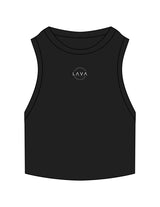 The Ribbed Crop Tank - Black - Lava - Center Chest - EMB - White
