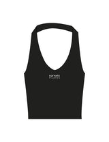 The Halter Tank - Black - Elevate Pilates - Center Chest Stacked - Printed - White