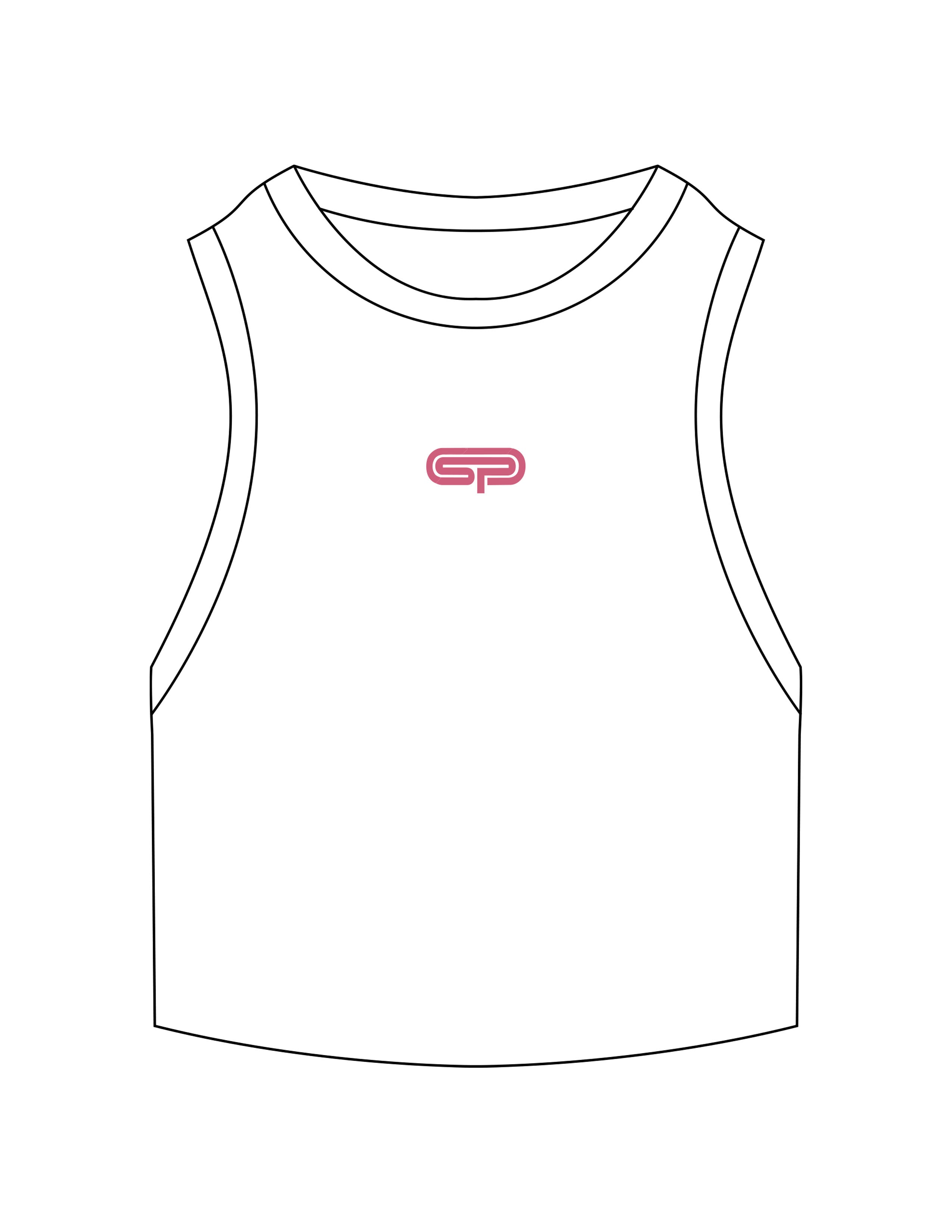 The Ribbed Crop Tank - White - Studio Physique - Center Chest - Embroidered - Pink