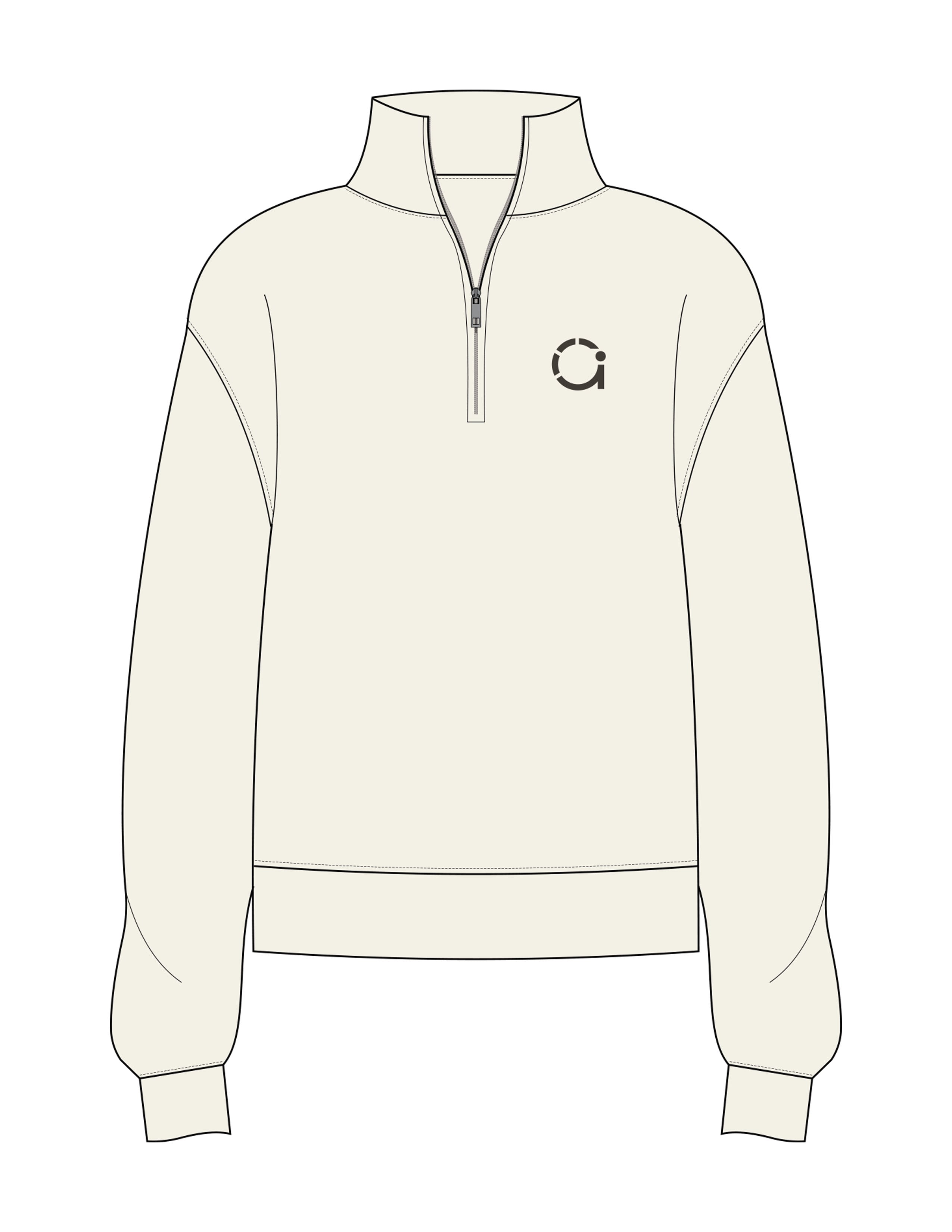 The Womens 1/4 Zip - Off White - Align Pilates Studio - Left Chest - Embroidered - Charcoal