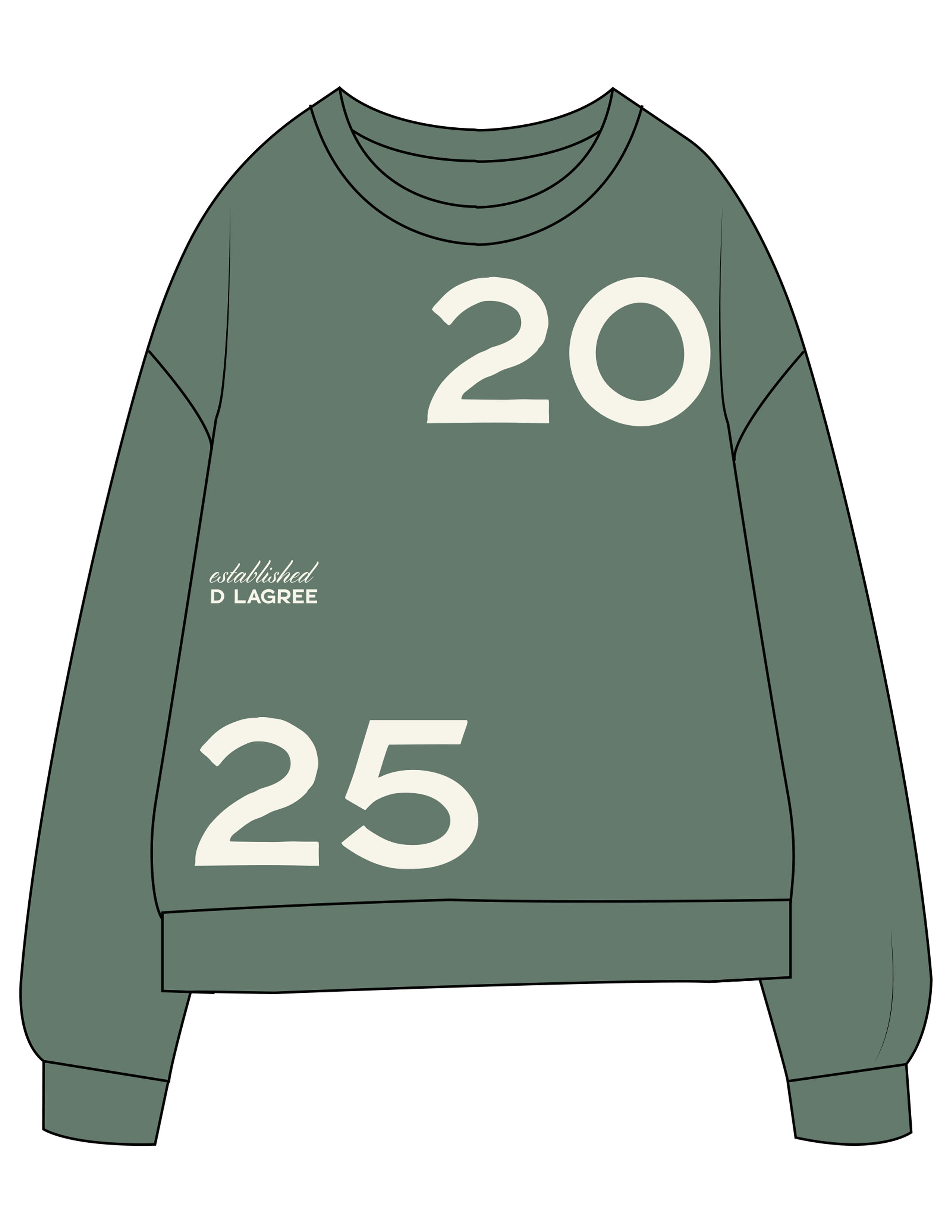 The Midweight Unisex Crewneck - Washed Alpine - D Lagree - Full Front - Printed - Natural