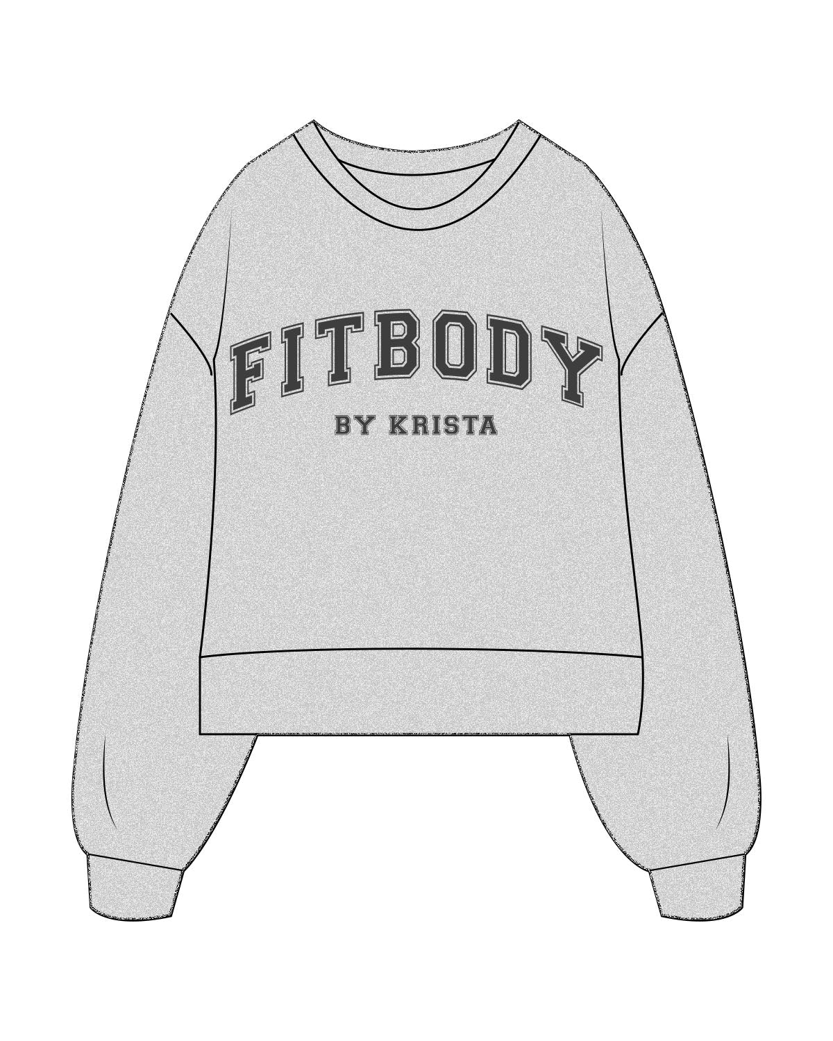 The Womens Heavyweight Crop - Heather - Krista - Center Chest Stacked & Back Neckline - Printed - Charcoal