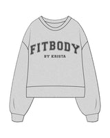 The Womens Heavyweight Crop - Heather - Krista - Center Chest Stacked & Back Neckline - Printed - Charcoal