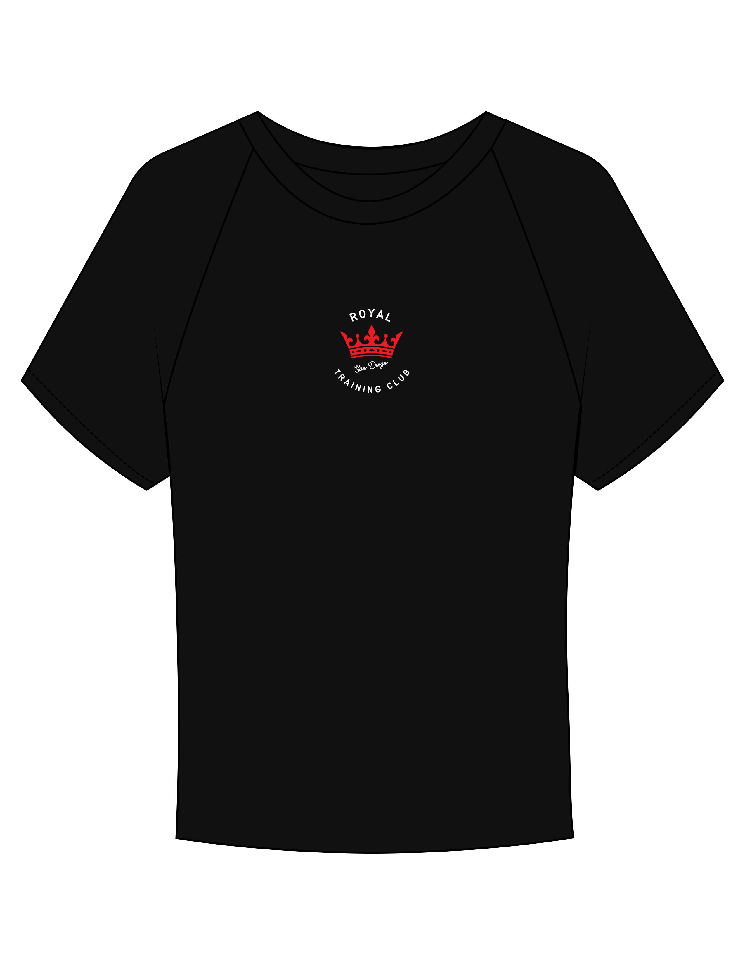 The Micro Rib Baby Tee - Black - Royal Training Club - Center Chest Crown Stacked - Printed - Full Color