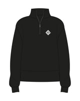 The Womens 1/4 Zip - Black - Game Changer - Left Chest - Printed - White