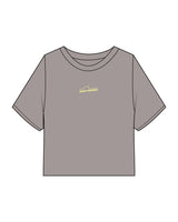 The Heavyweight Crop Tee - Washed Gray - Wave Mamas - Center Chest & Center Back Stacked - Printed - Yellow