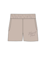 The Womens Sweat Shorts - Bone - Newport Peach - Left Thigh - Tone on Tone
