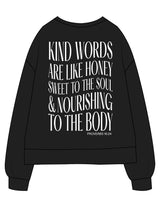 The Recycled Unisex Crewneck - Black - Honey Hive NB - Center Chest Hexagon & Back Stacked - Printed - White