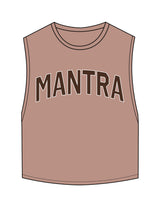 The Crop Muscle Tank - Clay - Mantra - Center Chest Arc - Printed - Full Color
