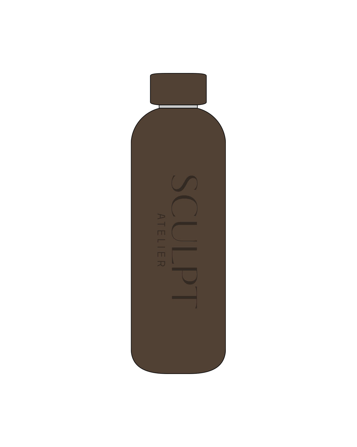 The Water Bottle - Coffee - Sculpt Atelier - Center Body Stacked - Glossy - Tone on Tone